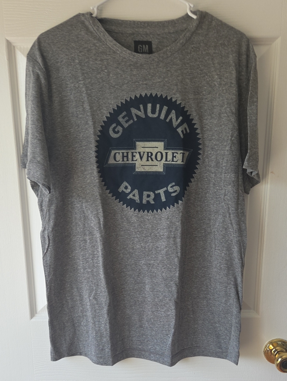 GM Genuine Chevrolet Parts Graphic Tshirt Sz L Chevy Bow Tie Tshirt Gray